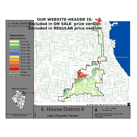 M41-IL House District 6, Latino Population Percentages, by Census Blocks, Census 2010