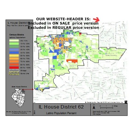 M41-IL House District 62, Latino Population Percentages, by Census Blocks, Census 2010