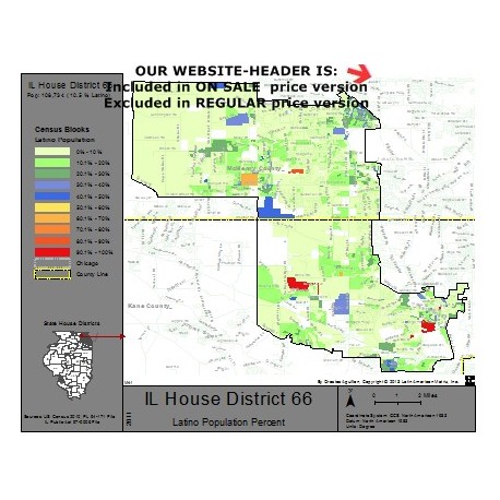 M41-IL House District 66, Latino Population Percentages, by Census Blocks, Census 2010