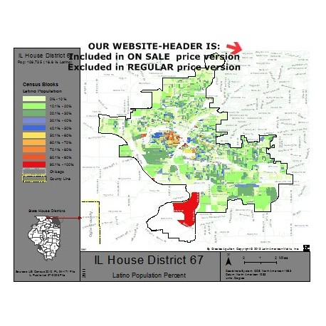 M41-IL House District 67, Latino Population Percentages, by Census Blocks, Census 2010