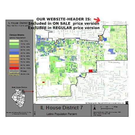 M41-IL House District 7, Latino Population Percentages, by Census Blocks, Census 2010