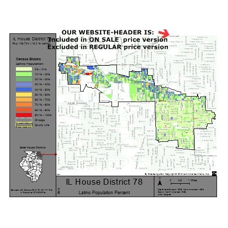 M41-IL House District 78, Latino Population Percentages, by Census Blocks, Census 2010