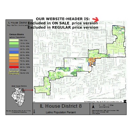 M41-IL House District 8, Latino Population Percentages, by Census Blocks, Census 2010