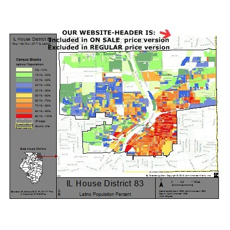 M41-IL House District 83, Latino Population Percentages, by Census Blocks, Census 2010