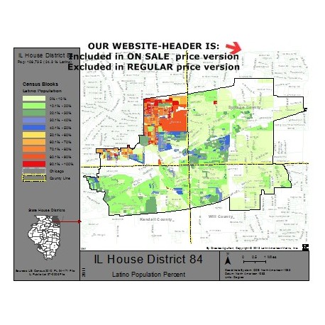 M41-IL House District 84, Latino Population Percentages, by Census Blocks, Census 2010