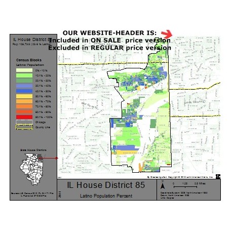 M41-IL House District 85, Latino Population Percentages, by Census Blocks, Census 2010