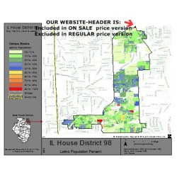 M41-IL House District 98, Latino Population Percentages, by Census Blocks, Census 2010