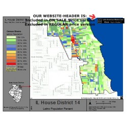 M42-IL House District 14, Latino Population Percentages, by Census Blocks, Census 2010