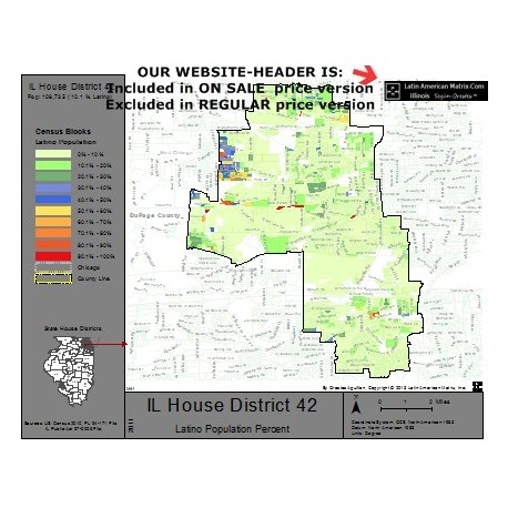 M42-IL House District 42, Latino Population Percentages, by Census Blocks, Census 2010