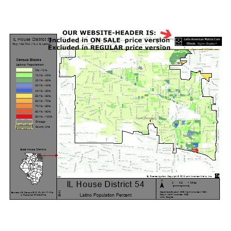 M42-IL House District 54, Latino Population Percentages, by Census Blocks, Census 2010