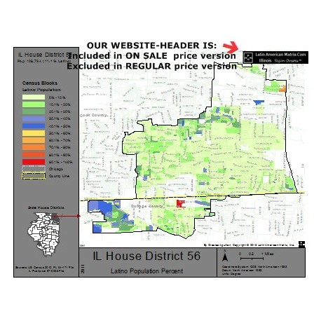 M42-IL House District 56, Latino Population Percentages, by Census Blocks, Census 2010