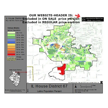 M42-IL House District 67, Latino Population Percentages, by Census Blocks, Census 2010