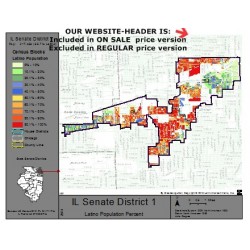 M51-IL Senate District 1, Latino Population Percentages, by Census Blocks, Census 2010