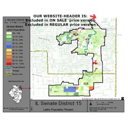 M51-IL Senate District 15, Latino Population Percentages, by Census Blocks, Census 2010