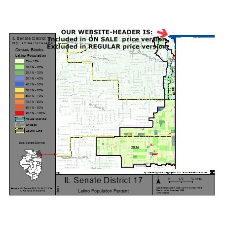 M51-IL Senate District 17, Latino Population Percentages, by Census Blocks, Census 2010