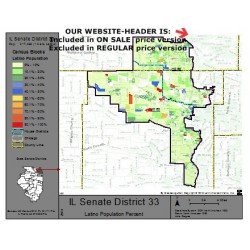 M51-IL Senate District 33, Latino Population Percentages, by Census Blocks, Census 2010