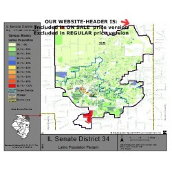 M51-IL Senate District 34, Latino Population Percentages, by Census Blocks, Census 2010