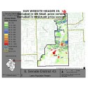 M51-IL Senate District 43, Latino Population Percentages, by Census Blocks, Census 2010