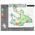 M52-IL Senate District 10, Latino Population Percentages, by Census Blocks, Census 2010