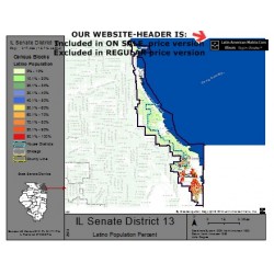 M52-IL Senate District 13, Latino Population Percentages, by Census Blocks, Census 2010
