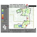 M52-IL Senate District 15, Latino Population Percentages, by Census Blocks, Census 2010