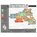 M52-IL Senate District 20, Latino Population Percentages, by Census Blocks, Census 2010