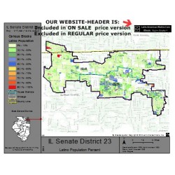 M52-IL Senate District 23, Latino Population Percentages, by Census Blocks, Census 2010