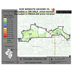 M52-IL Senate District 28, Latino Population Percentages, by Census Blocks, Census 2010
