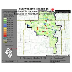 M52-IL Senate District 33, Latino Population Percentages, by Census Blocks, Census 2010