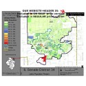 M52-IL Senate District 34, Latino Population Percentages, by Census Blocks, Census 2010