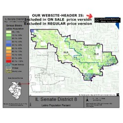 M52-IL Senate District 8, Latino Population Percentages, by Census Blocks, Census 2010