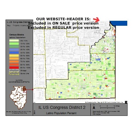 M71-IL US Congress District 2, Latino Population Percentages, by Census Blocks, Census 2010