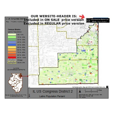 M72-IL US Congress District 2, Latino Population Percentages, by Census Blocks, Census 2010