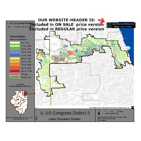 M72-IL US Congress District 5, Latino Population Percentages, by Census Blocks, Census 2010