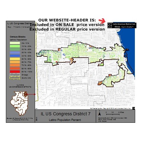 M72-IL US Congress District 7, Latino Population Percentages, by Census Blocks, Census 2010