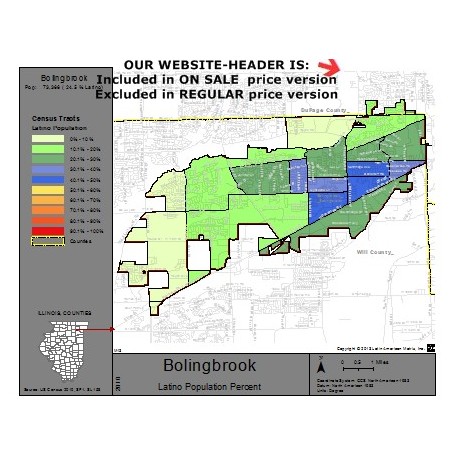 M13-Bolingbrook, Latino Population Percentages, by Census Tracts, Census 2010