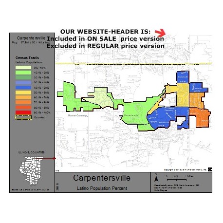 M13-Carpentersville, Latino Population Percentages, by Census Tracts, Census 2010