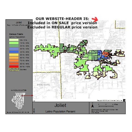 M13-Joliet, Latino Population Percentages, by Census Tracts, Census 2010