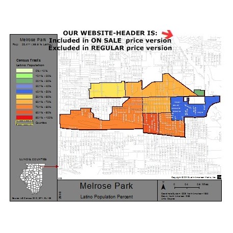 M13-Melrose Park, Latino Population Percentages, by Census Tracts, Census 2010