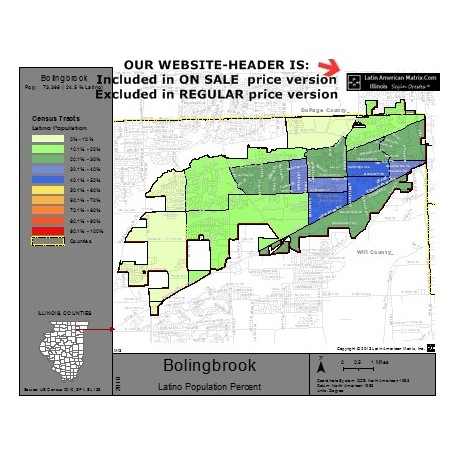 M14-Bolingbrook, Latino Population Percentages, by Census Tracts, Census 2010