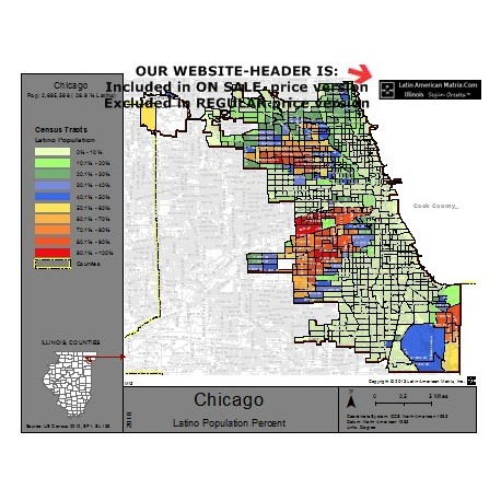 M14-Chicago, Latino Population Percentages, by Census Tracts, Census 2010