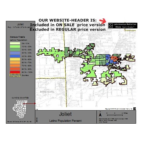 M14-Joliet, Latino Population Percentages, by Census Tracts, Census 2010