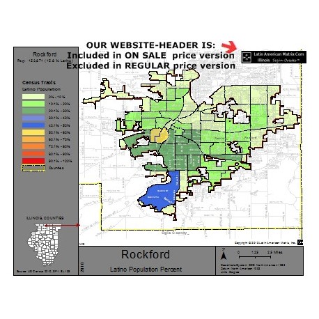 M14-Rockford, Latino Population Percentages, by Census Tracts, Census 2010