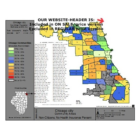 M67-Chicago Communities, Non-Citizen Uninsured Population Percentages, by Community Area, ACS 2008-2012, PNG file, 1012 by 782