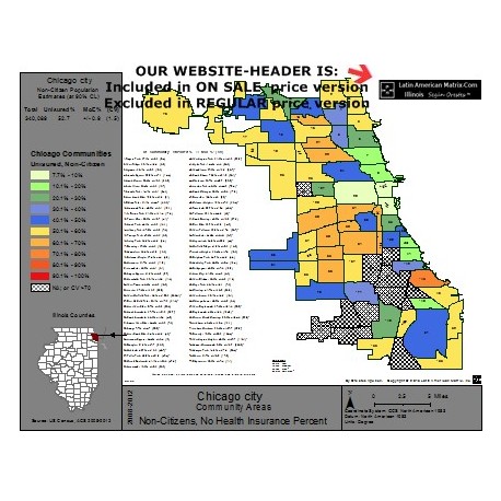 M68-Chicago Communities, Non-Citizen Uninsured Population Percentages, by Community Area, ACS 2008-2012, PNG file, 1012 by 782